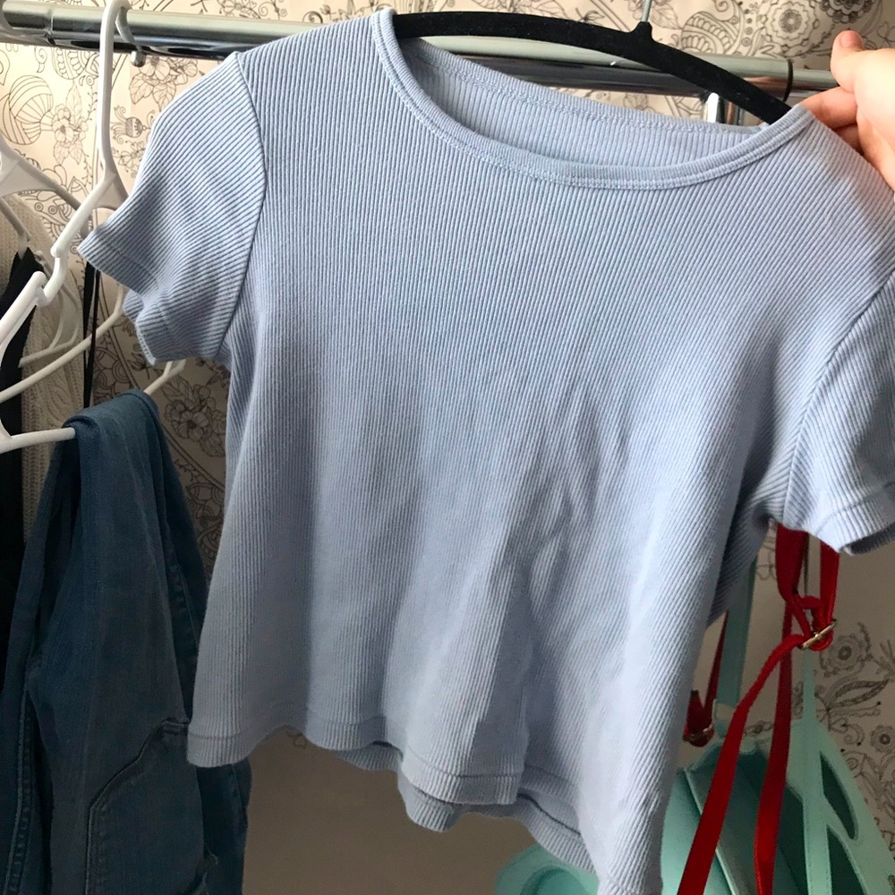 Baby Blue Garage Crop Top (Size Small)